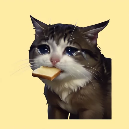 score_9, score_8_up, score_7_up,score_6_up, score_3, score_5, score_4,
sad cat meme, no humans, yellow background, simple background, animal focus, food, food focus, realistic, animal,sad,cry,tears
<lora:sad_cat_pony27:0.8>