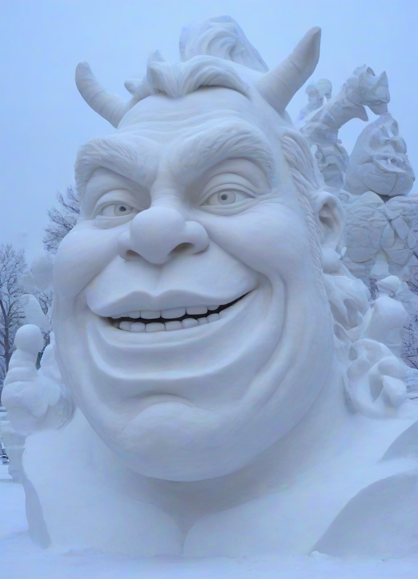 <lora:PE_SnowSculpture:0.8 >  PESnowSculpture,Snowsculpture,
beautiful shrek,
masterpiece, high resolution, octance 4k, high detail,