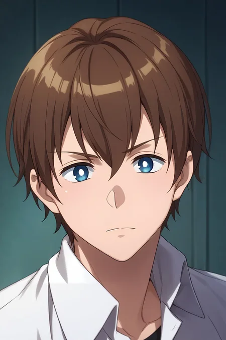 score_9, score_8_up, score_7_up, source_anime, rating_safe, , (photorealistic:0.6), , , 1boy, solo, male focus, <lora:masato_oosuki_pony:0.92>, masato_oosuki, brown hair, blue eyes, short hair, bangs, hair between eyes, bright pupils, white pupils, , , <lora:sdxl_lightning_8step_lora:1>
