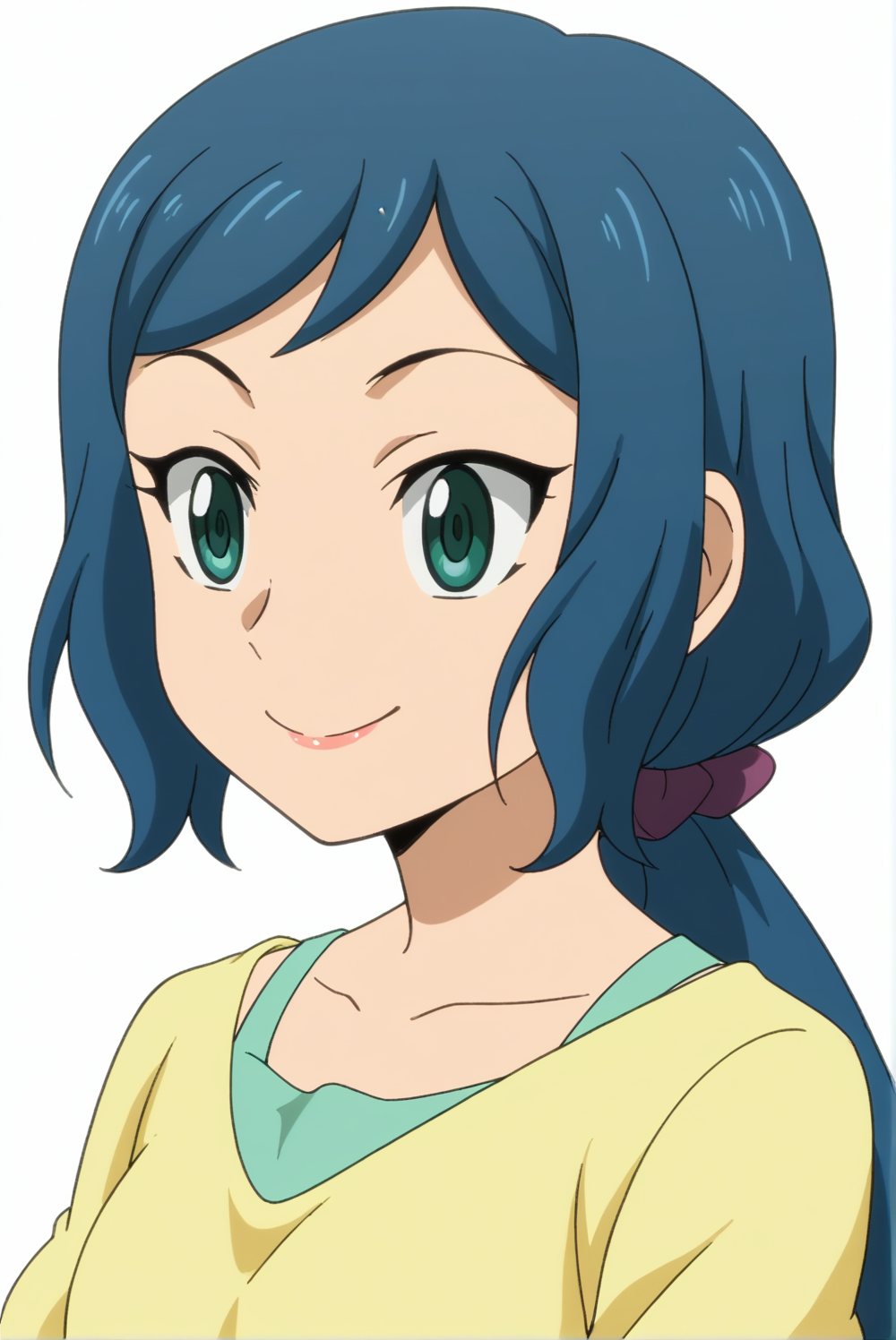 <lora:anime:0.8>, white background, Rinko Iori, upper body, smile