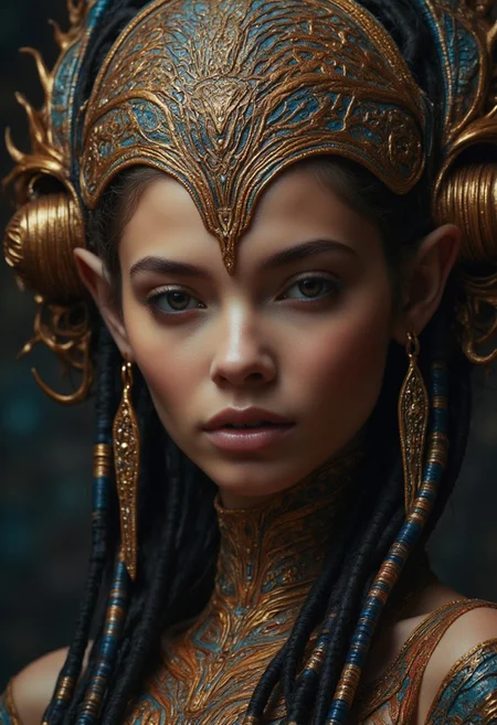close up of an beautiful elf princess face, intricate details, realistic, realism, ultra sharp, cinematic film still