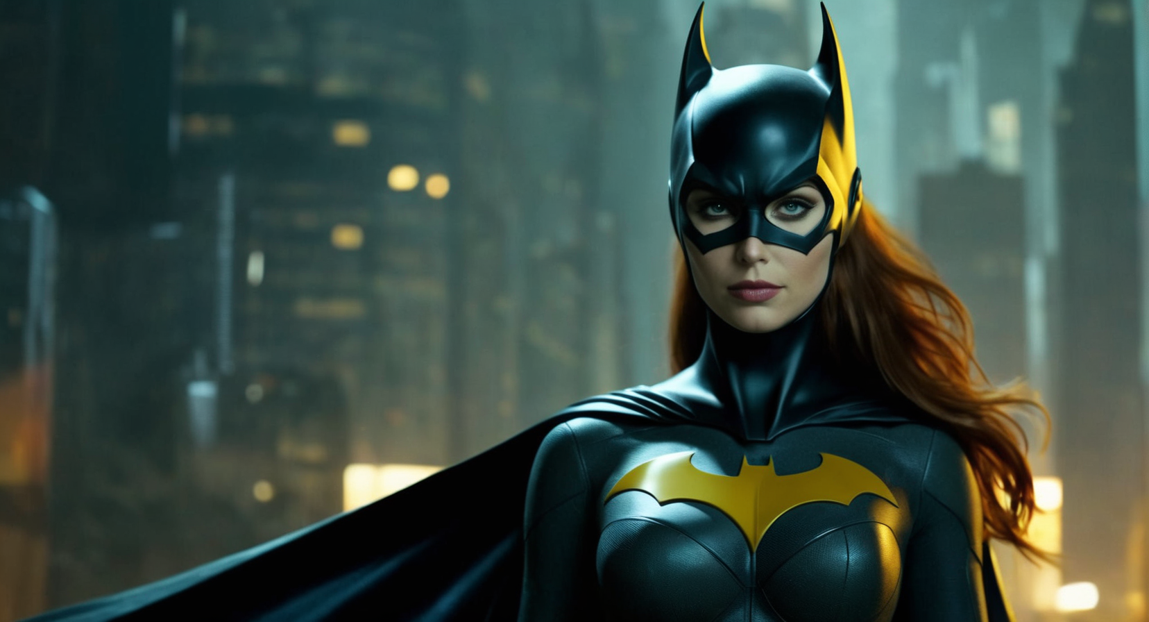 concept art of (Cinematic Film stock footage style) in (arri alexa style) (Kodak film print style),
 <lora:Batgirl:1>
Batgirl a sexy woman in a Batgirl costume posing naked, digital artwork, illustrative, painterly, matte painting, highly detailed