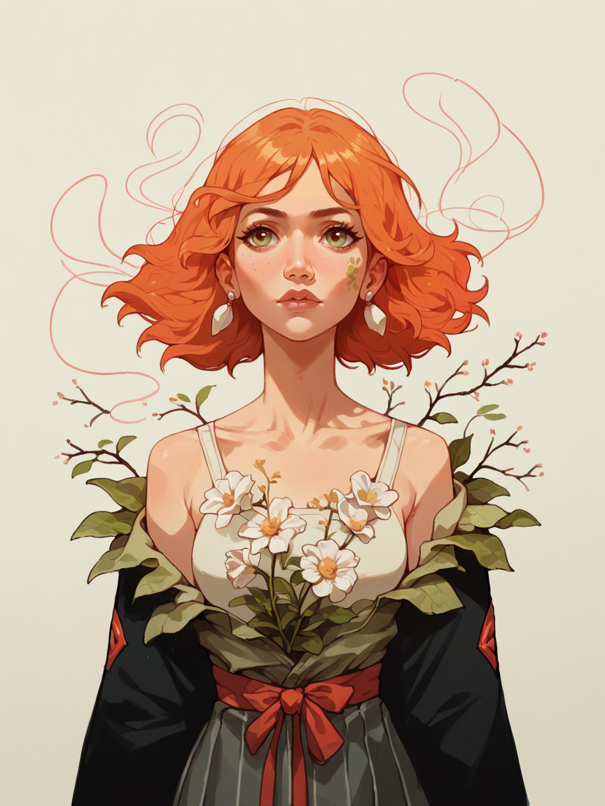 score_9, score_8_up, score_7_up, score_6_up, score_5_up, 1girl, <lora:t3ngXLP:1> t3ng, 1girl, flower