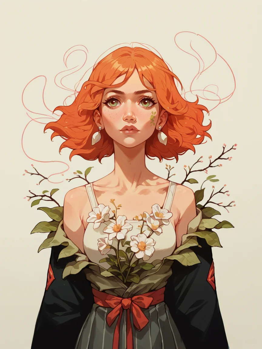 score_9, score_8_up, score_7_up, score_6_up, score_5_up, 1girl, <lora:t3ngXLP:1> t3ng, 1girl, flower