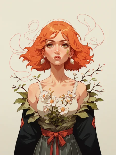 score_9, score_8_up, score_7_up, score_6_up, score_5_up, 1girl, <lora:t3ngXLP:1> t3ng, 1girl, flower