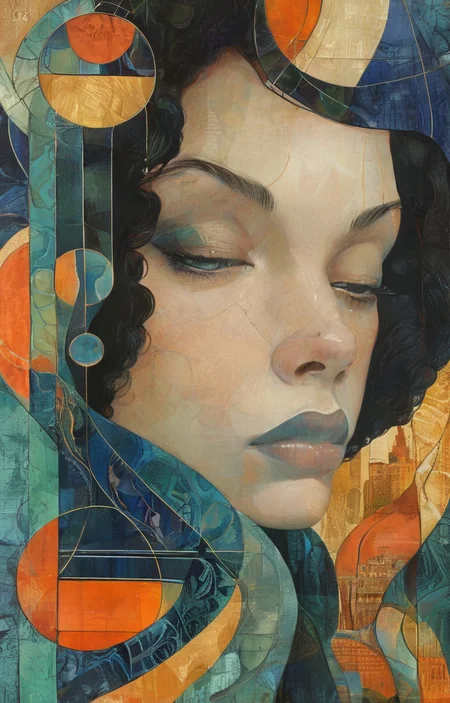 masterpiece,best quality,<lora:tbh137-sdxl:0.85>,portrait of people,illustration,style of Diane Dillon,