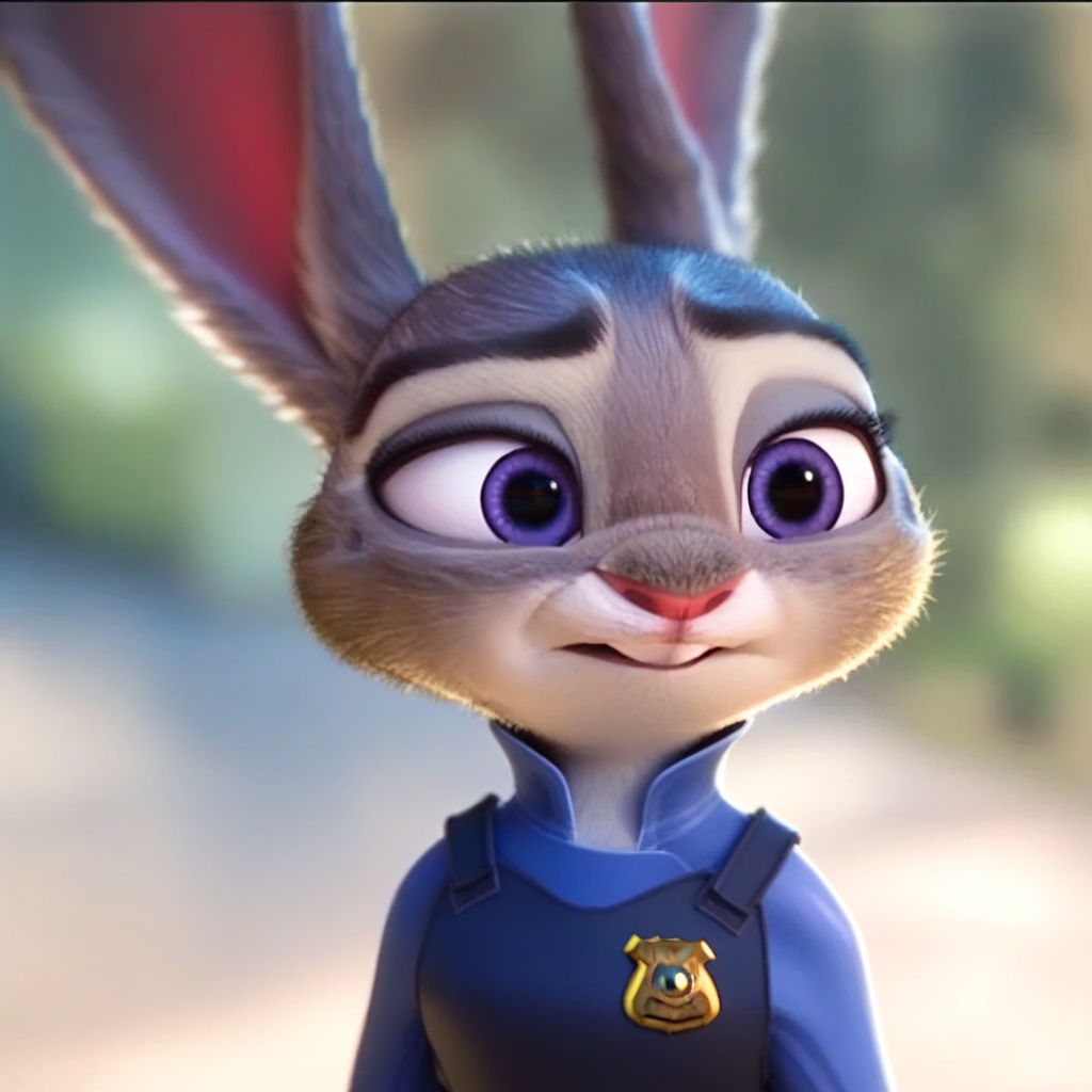judyhopps, solo  <lora:judyhopps-v2-ponyv6xl:1> score_7_up, score_8_up, depth of field, backlighting, portrait