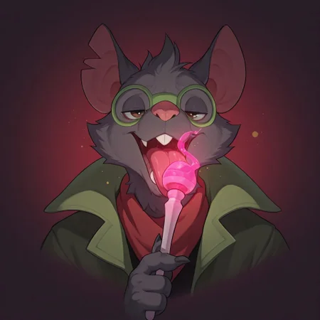 safe_pos, masterpiece, nsfw, good quality, best quality, normal quality, great quality, source_furry, latest, 2024, 2023, pretty face, olo, doak, splash art style, character focus, by lewdzure, by nawka, by powfooo, by nezumin, partial body, portrait
BREAK 1boy, younger man, short, green adventurer coat, red neck scarf, ((drunk:1.2)), top view, drunk atmosphere, twink, immature, punk, showing off, TwitchLoL, face focus, rodent, happy drunk, booze, liquor, solo, rat, male, furry, looking at viewer, dark grey body fur, ((neck tuft:1.2)), glistening eyes, ((licking magic wand:1.5)), drunken haze, simple bg,