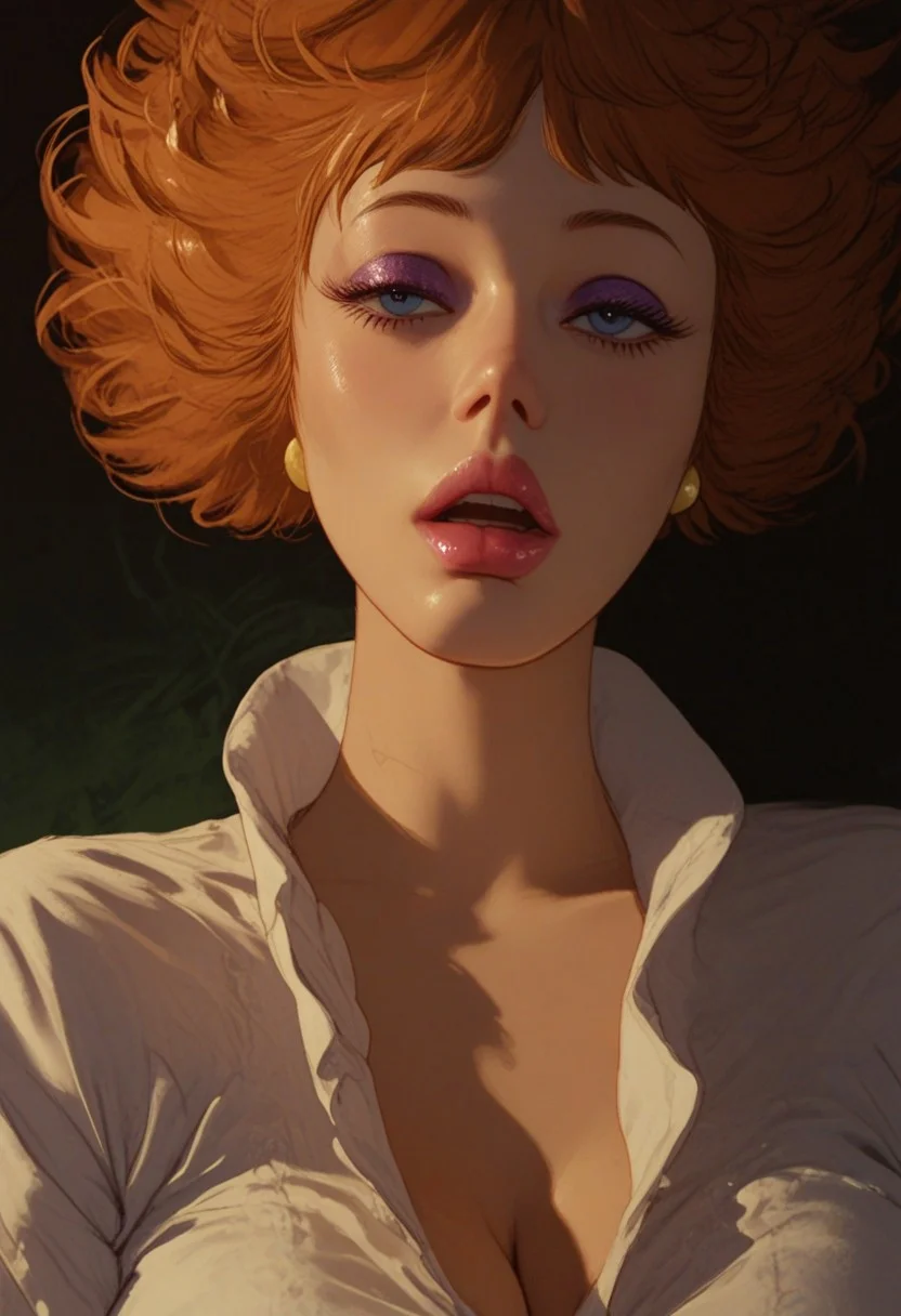 score_9, score_8_up, score_7_up, concept art, digital art, realistic, best quality, high detailed, high quality, masterpiece, no text, quality highlights, 8k detail, detailed background, ultra-detailed, BREAK Rating_explicit,anime coloring, gloria_hm, 1girl, solo, brown hair, cleavage, jewelry, blue eyes, earrings, open mouth, large breasts, lipstick, upper body, open mouth, tongue, teeth, white shirt,