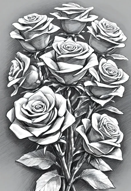 <lora:SketchArt_Epoch_10:1.0>, greyscale, monochrome, sk3tch, no human, rose, flower, very awa, masterpiece, best quality, highres, absurdres
