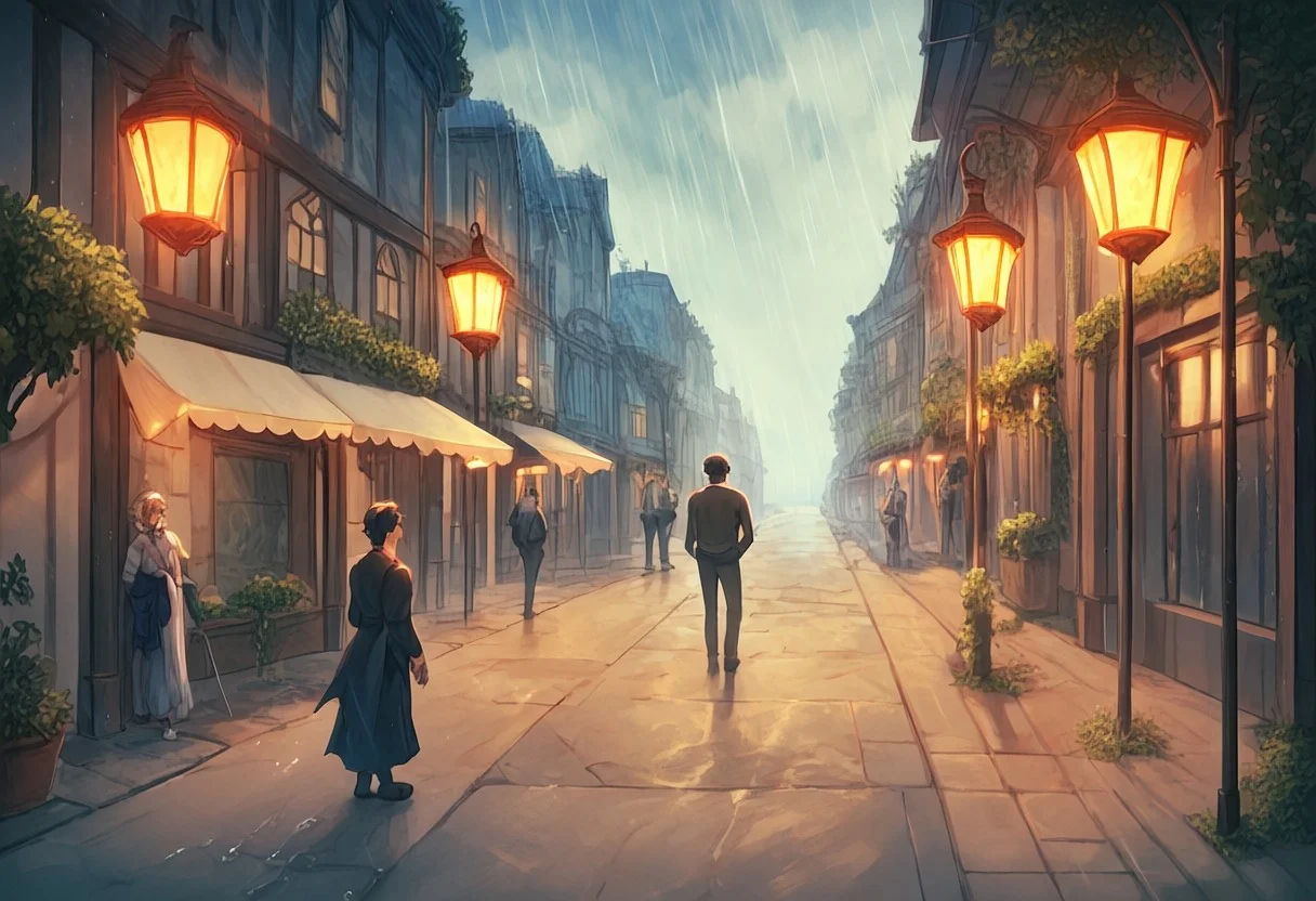 score_9, score_8_up, score_8. score_9, score_8_up, score_7_up, masterpiece, 4k, high quality, (best quality:1.1),anime, beautiful drawing, On a somber, rain-soaked street, a heartbroken man gazes up at the sky, tears mingling with raindrops as he contemplates what lies ahead. The scene comes to life with vivid hues and emotions, capturing the raw vulnerability of the moment. In this evocative painting, the man's disheveled appearance and pained expression are highlighted by the gentle glow of streetlights reflecting off wet pavement. The viewer is drawn into the melancholic atmosphere, feeling the weight of the man's sorrow and uncertainty in the beautifully rendered image.On a somber, rain-soaked street, a heartbroken man gazes up at the sky, tears mingling with raindrops as he contemplates what lies ahead. The scene comes to life with vivid hues and emotions, capturing the raw vulnerability of the moment. In this evocative painting, the man's disheveled appearance and pained expression are highlighted by the gentle glow of streetlights reflecting off wet pavement. The viewer is drawn into the melancholic atmosphere, feeling the weight of the man's sorrow and uncertainty in the beautifully rendered image.