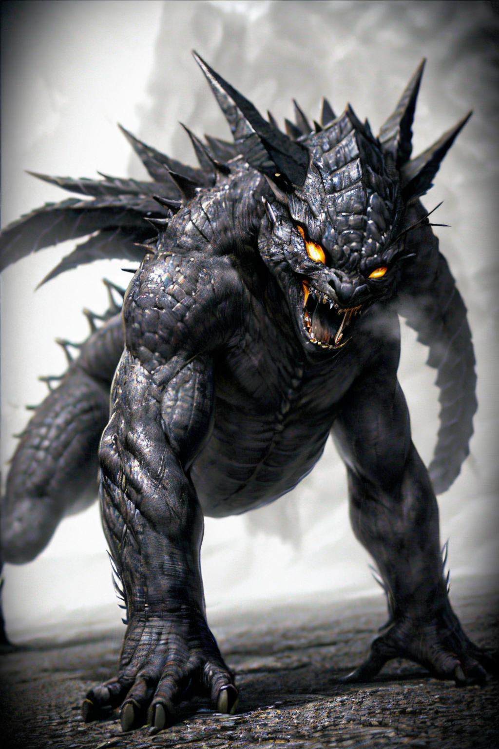 (Realisitc:1.5) Black and white woman monster, <lora:EdobMonsterFemale_v1.0:0.7>