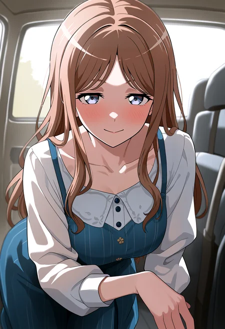very awa, masterpiece, best quality, year 2024, newest, highres, absurdres, <lora:age_slider_v4:3> <lora:thicc_v1.4-pony:1.2>,detailed_background,indoors,grey eyes,van springfield,dress,smile,nagasaki soyo,bang dream!,bang dream! it&