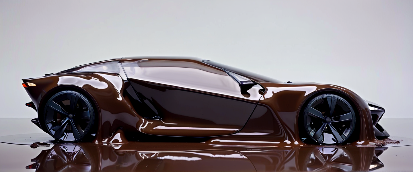 Minimalism c_car made of liquid chocolade, masterpice, 8k,high speed, designed by the geatest designer ever lived, reflection, clean, hot chocolade dripping and melting,,, An art movement focusing on simplicity and reduction, often using geometric shapes and monochrome palettes.