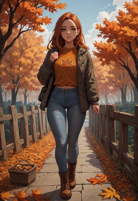 score_9,score_8_up, 1woman, autumn
