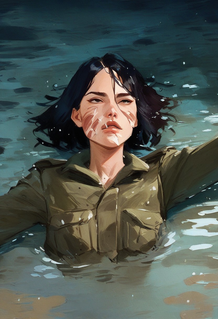 score_9, score_8_up,score_7_up, score_6_up, score_5_up, score_4_up, watercolor painting of
female soldier,laying in the mud, ((ripped up clothes)), foaming from mouth, ((cat on face)), raining, trench, broken clothes