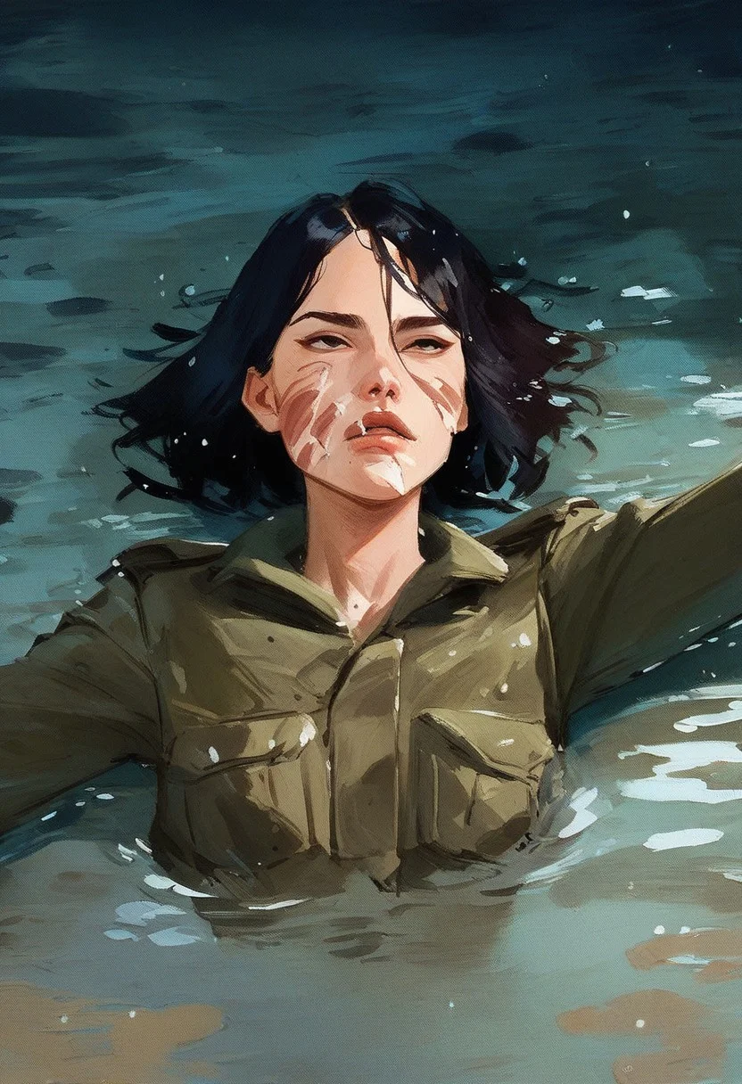 score_9, score_8_up,score_7_up, score_6_up, score_5_up, score_4_up, watercolor painting of
female soldier,laying in the mud, ((ripped up clothes)), foaming from mouth, ((cat on face)), raining, trench, broken clothes
