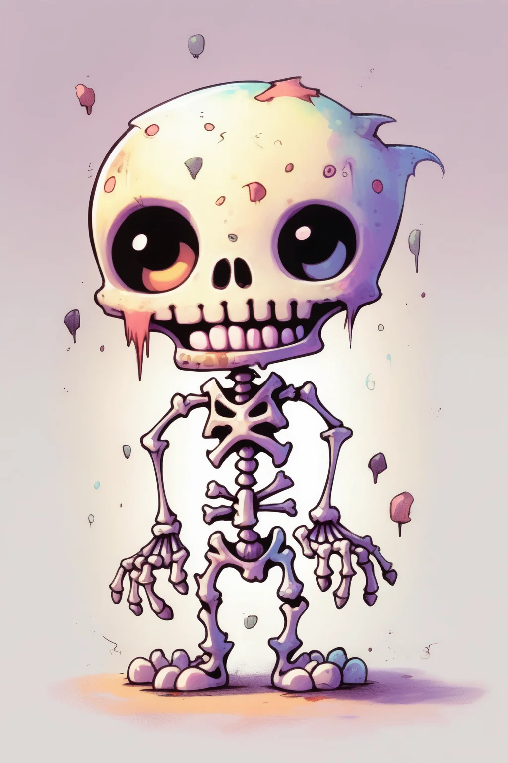 <lora:Skottie Young Style:1>Skottie Young Style - Cute monster skeleton, rendered in Skottie Young's signature style of cute characters with soft, smooth lighting and pastel colors. Strong white background