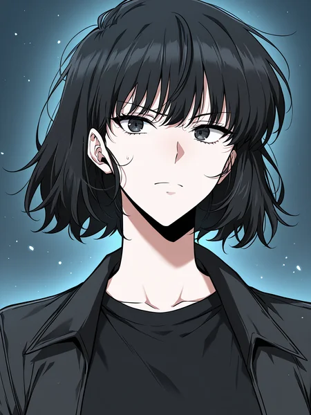 <lora:Omniscient Reader's Viewpoint _ Han Sooyoung_epoch_7:1>
1 girl, solo, short hair, messy hair, black hair, black eyes,
black jacket, black t-shirt, black skinny pants, black combat boots, all black outfit,
score_9, score_8_up, score_7_up, score_6_up, source_anime, rating_explicit, masterpiece, best quality, intricate details, gothic fantasy, upper body portrait, dramatic pose, confident gaze, cinematic lighting, clean background, glowing magical particles, detailed face, vibrant colors