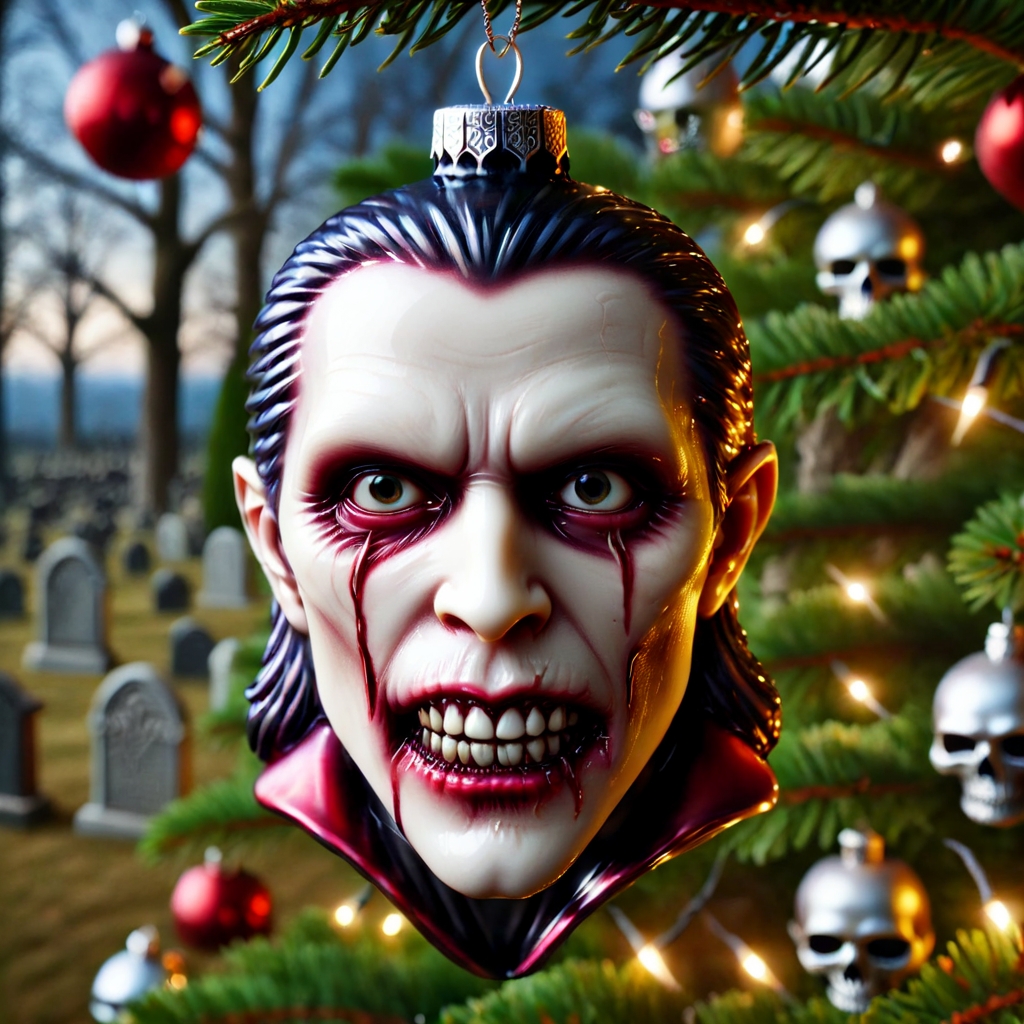 pambauble vampire head, graveyard background