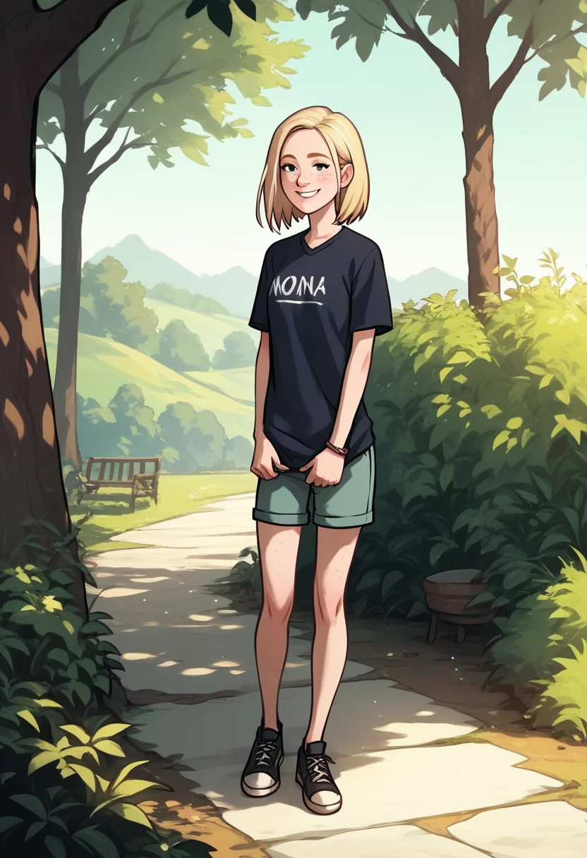 score_9, score_8_up, score_7_up, score_6_up, score_5_up, 1girl, solo, full body,
<lora:Nora (Storybooth):0.9> Nora_Storybooth, blonde hair, medium hair, freckles, smile, black eyes, eyes open,
outdoors, detailed background,
<lora:Expressive_H:0.3> Expressiveh,
<lora:add-detail-xl:0.9>
