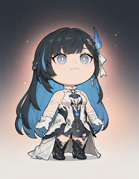 1girl,<lora:mai_pgr_selena_xs:0.7>,mai_pgr_selena_xs,bandaged_arm,bandages,bare_shoulders,black_dress,black_hair,blue_eyes,blue_hair,boots,colored_inner_hair,gloves,high_heels,jewelry,long_hair,multicolored_hair,solo,streaked_hair,very_long_hair,white_dress,white_gloves,
<lora:T00CUT3_IXL:1>,t00cut3,