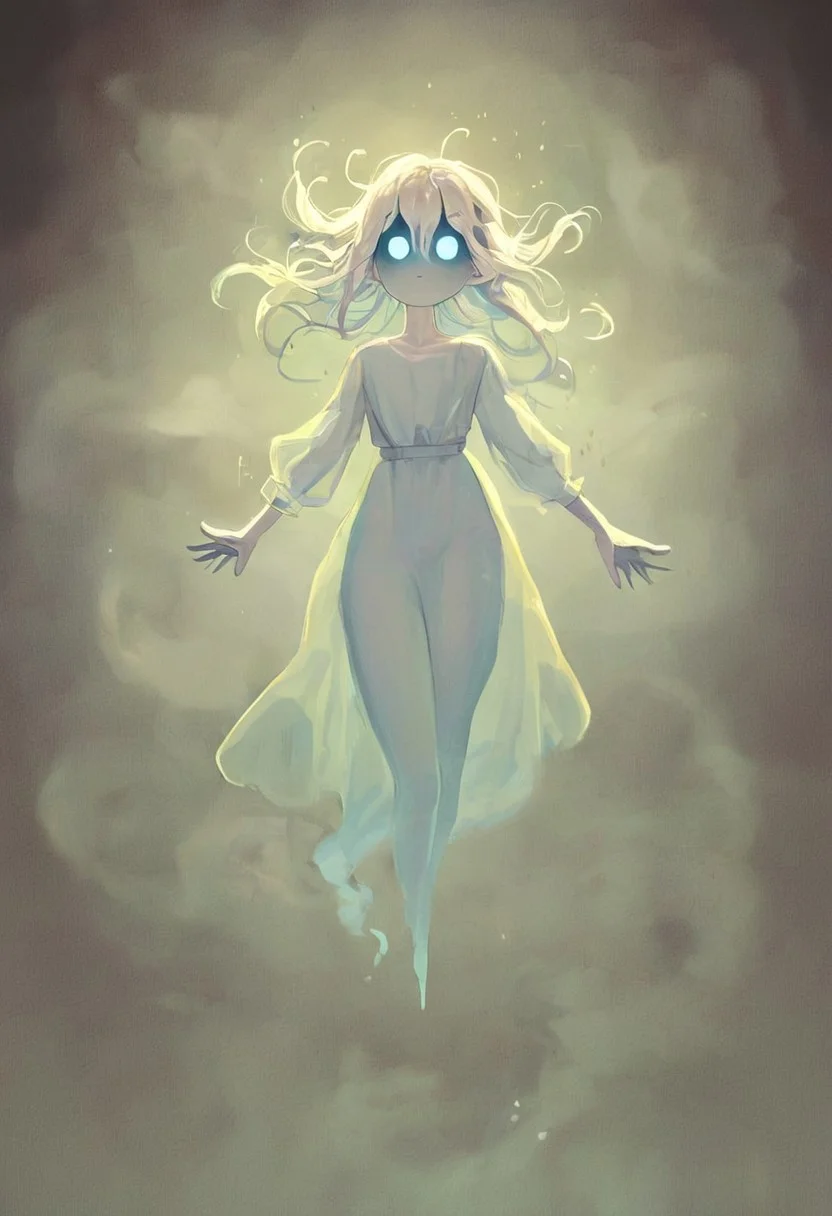 ncpy88 style <lora:ncpy88 style:1>, score_9, score_8_up, score_7_up, score_6_up, ghost boy, ghost, spirit, femboy, 1boy, feminine, cute, white skin, translucent skin, translucent hair, fog hair, floating, floating hair, mysterious mist, beautiful face, beautiful eyes, ghost eyes, fog clothes, closeup