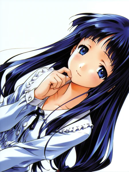 masterpiece,best quality,newest,1girl,solo,
<lora:s_yukino_ilxlv1.0:1>,s_yukino,blue hair,low-tied long hair,blue eyes,y_clothes,
<lora:Fixhands_anime_bdsqlsz_V1:1>,dynamic_angle,cinematic_angle,seductive_smile,white background,simple_background,hand_in_hair,upper_body,standing,