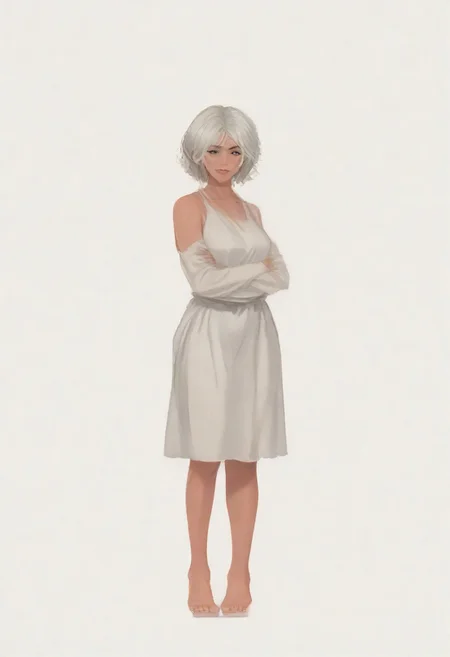1girl, milf, looking at camera, seductive look on face, arms crossed behind head, armpits, full body view
<lora:character_sheet:0.9> multiple views, front and side, full body, toe to head, full body toe to head.
WHITE BACKGROUND
