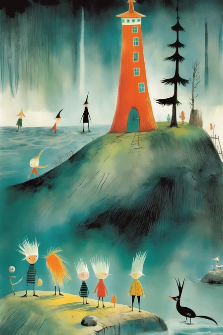 <lora:Tove Jansson Style:1>Tove Jansson Style - artwork by tove jansson, oliver jeffers and eric carle