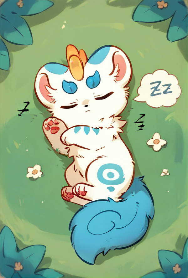 score_9, score_8_up, score_7_up, rating_safe, source_furry, cute, feral, <lora:Tianlu_Fabulous_Beasts_Pony:0.9> tianlu_f4bulousb3asts, pixiu, outdoors, lying, sleeping, snoring, zzz, on side