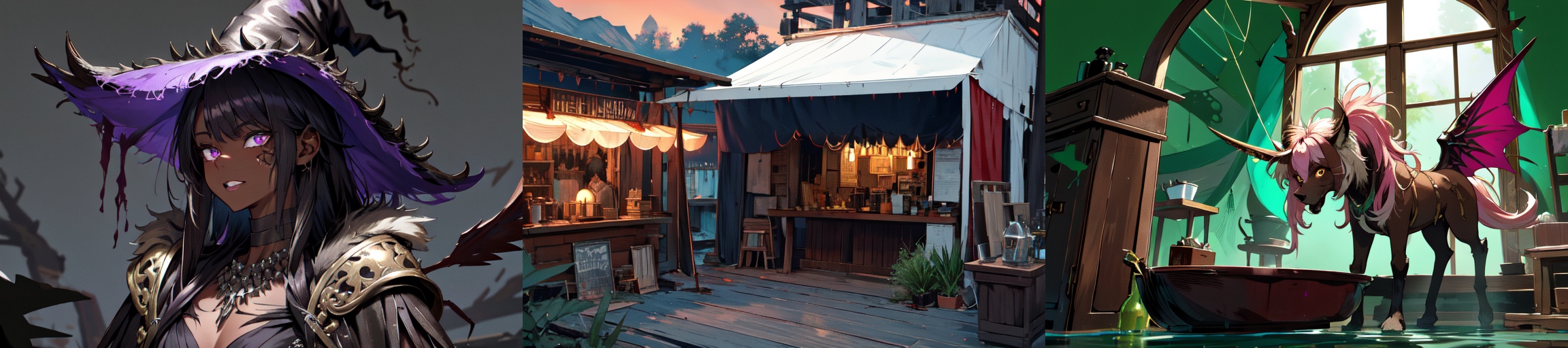 highly insanely detailed, masterpiece, top quality, best quality, highres, 4k, 8k, RAW photo, (very aesthetic, beautiful and aesthetic), 
__lazy-wildcards/subject/env-bg/SavageVerse/prompts__, 
<lora:SavageVillage-10:0.5>, 
(1girl:1.3), 
solo focus, 
($(char-skin-tanned-dark-black-bronze-001):1.1), 
(__lazy-wildcards/char/haircolor__), 
__lazy-wildcards/dataset/background__,âââ