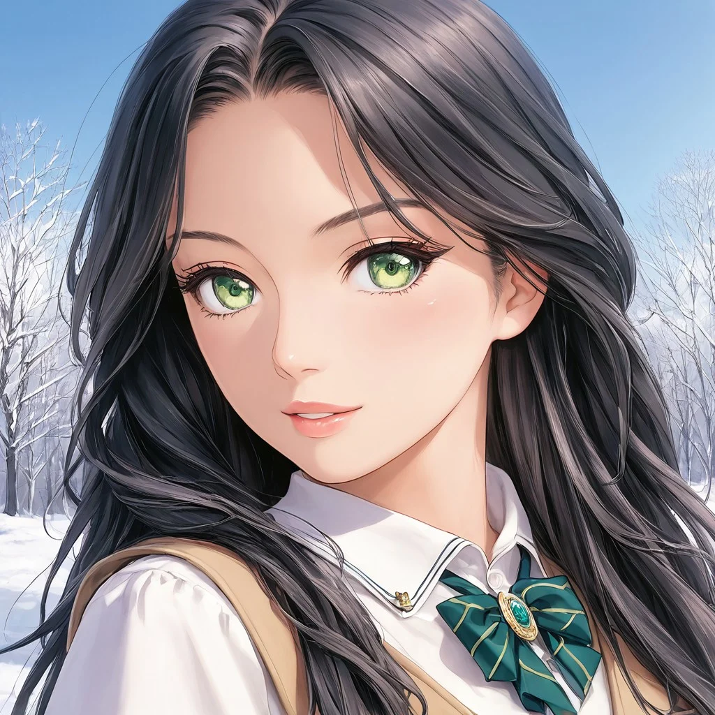 detailed face, detailed eyes, beautiful eyes, extremely cute, adult, anime screencap, seductive, alluring, <lora:add-detail-xl:0.8> <lora:Mangamaster_4000s:.25>
score_9, score_8_up, score_7_up, score_6_up, dynamic, (anime, masterpiece), best quality, (8k), detailed background, sharp focus, intricate, ambient lighting, super high quality, hyper detailed background, cinematic lighting, adult,(masterpiece, best quality), (intricate details:1.4), unity 8k wallpaper, ultra detailed, beautiful and aesthetic, (Super high quality, ultra hd, masterpiece), (masterpiece, best quality), (intricate details:1.4), unity 8k wallpaper, ultra detailed, beautiful and aesthetic, (Super high quality, ultra hd, masterpiece), perfect face, perfect body, school uniform, (long black hair), (long hair), green eyes, seductive, medium breasts, eyewings1, outside, snow, standing