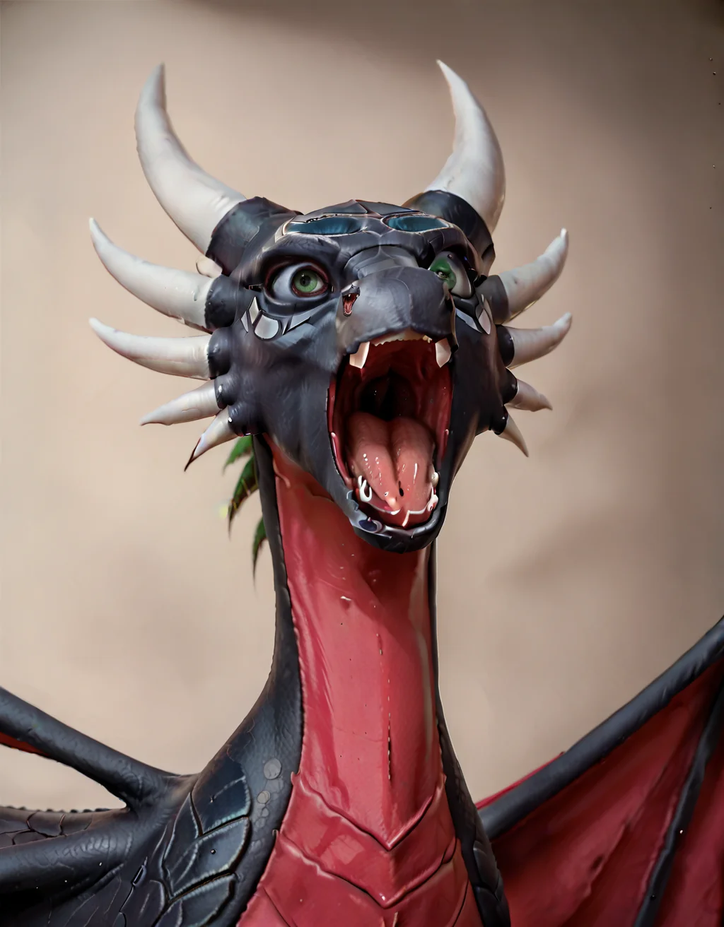 <lora:Adult_Corrupted_Cynder_-_The_legend_of_Spyro:0.7>
cynder, dragon, corrupted, green eyes, female, detailed eyes, solo, perforated wings, ultrarealistic, hyperdetailed, masterpiece, ((open mouth)), black eye contour, hangry, shouts,