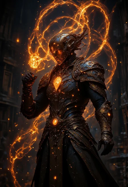 32k UHD fantasy movie still, photograph, A beautiful ecstatic female techno-wizard in a post-apocalyptic wasteland, she is chanting concentrating on a ritual many various different scraps and gears from a pile of scrap metal are levitating in front of her forming glowing armor on her, one hand is covered in metal forming a glowing gauntlet, wasteland background, high action pose, interesting camera angle, warm colors, texture, cinematic realism, high action pose, correct digits, realistic skin, intricately detailed, Cinematic style, Beauty, Realism, Photorealism, Chiaroscuro, High quality, Magic style, Cinematic style, Beauty, Realism, Photorealism, Chiaroscuro, High quality, perfection style, mythp0rt, digital illustration, Magic style