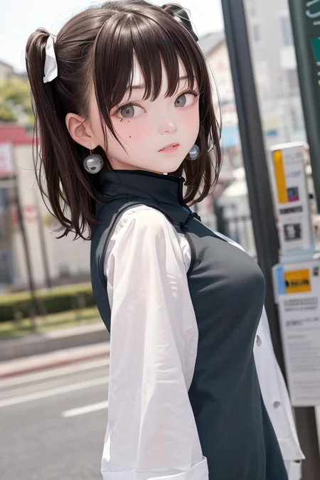 masterpiece, best quality, 1girl, brown hair, grey eyes, mole under eye, <lora:yaozhi_anm_v15:0.7>, yaozhi\(fkey\), yaozhi\(china_cloth\),