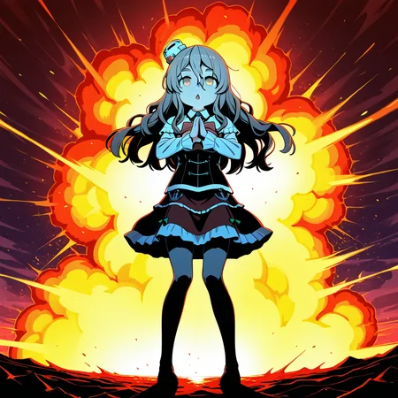 1girl,solo,full body,<lora:IL_aisatsu_meme:1>,nin_sly,aisatsu,own hands together,explosions,
focused,serious,upturned eyes,chestnut mouth,
<lora:Unfazed - Illustrious character enhancer:0.5>,kantai_collection,pola (kancolle),kantai collection,elbows up,full body,silhouette,, masterpiece,best quality,amazing quality,very aesthetic,absurdres,