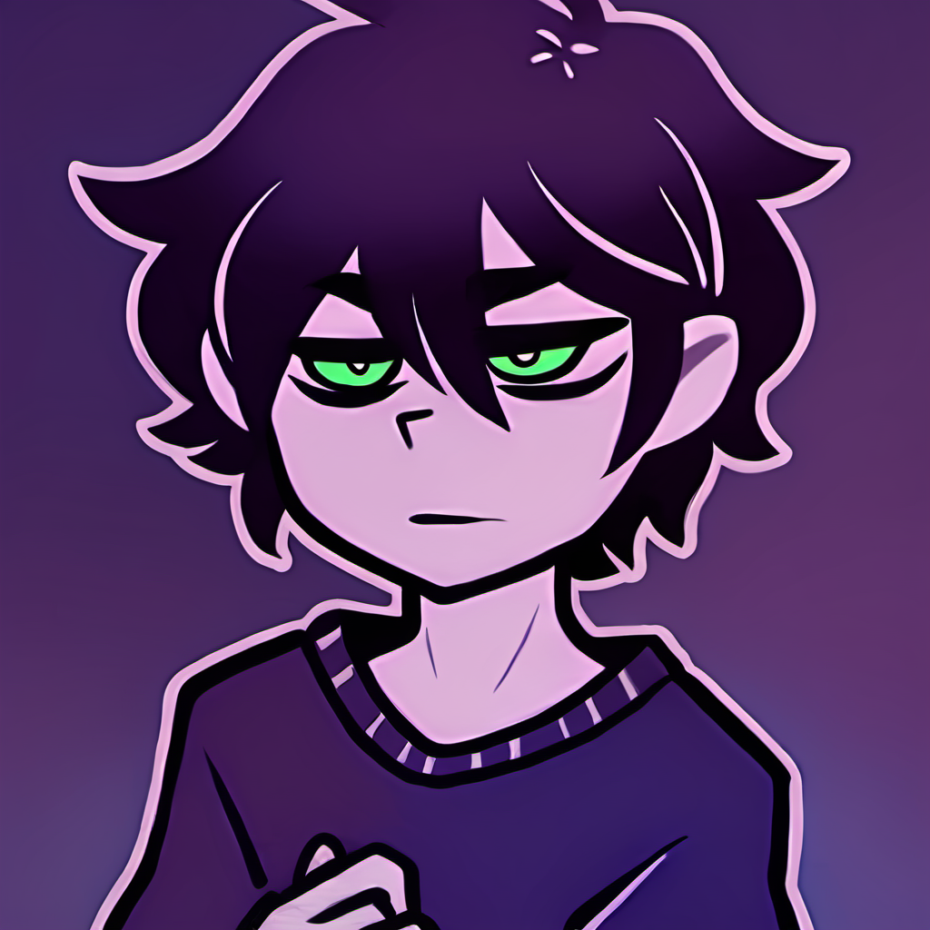 score_9,score_8,score_7,source_general,
by nemlei,the coffin of andy and leyley,bust,
andrew graves,child,male child,purple shirt,green eyes,
<lora:ponyxl-the_coffin_of_andy_and_leyley-style-v03:1>