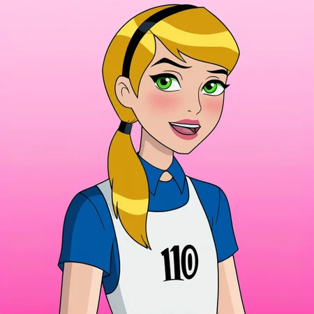 1girl ,solo,feminized, sissy trap version of ben tennyson dressed as Alice, AliceWaifu , green eyes, female focus,