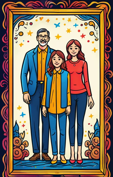 masterpiece,best quality,<lora:tbh13-sdxl:0.9>,illustration portrait of family
