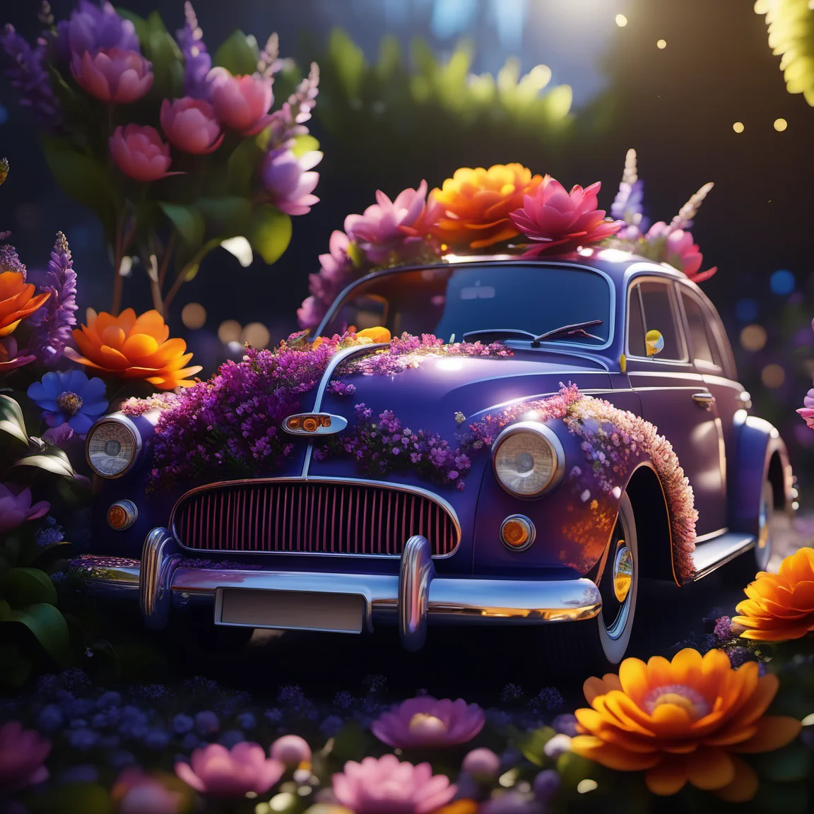flowerart, flower, car,<lora:flower_art:1>, highly detailed, CG render, octane, bokeh, 4k, 8k, 8mm, unreal engine 3d