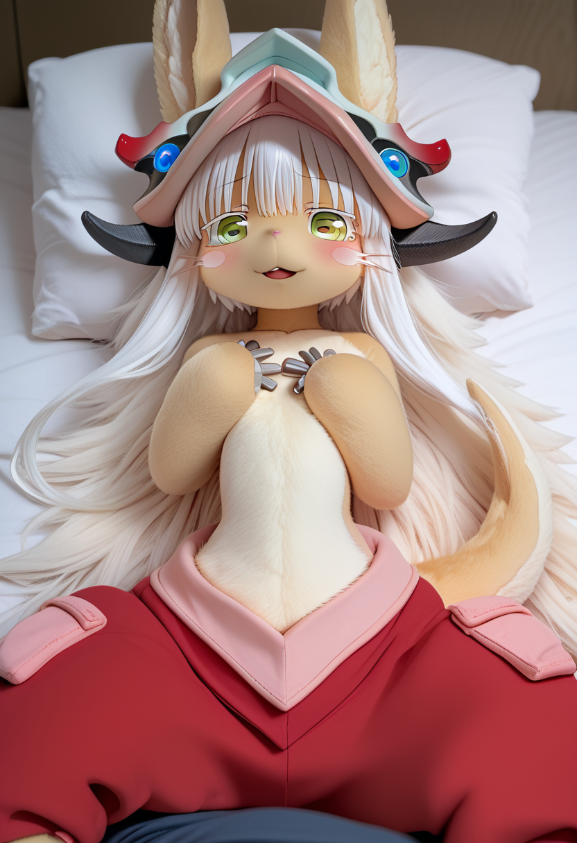 score_9, score_8_up, score_7_up,score_6_up, source_anime,source_furry, masterpiece, (perfect face, cute face), (cosplay photo, animegao:1.1), 1girl, skinny, narrow waist, solo forcas,(hadatai:1.3), hadatai folds, (skin folds:1.2),seams,
<lora:nanachi_PONY_ver2_epoch-000015:0.75>nanahi-default,narehate, nanachi (made in abyss),green eyes,white hair,long hair,furry,animal ears,ears through headwear,helmet,tail,puffy pants,
on back, lying ,spread legs,
depth of field, <lora:Expressive_H:1.0><lora:Detailed_eyes:0.4><lora:noobaiXLNAIXL_epsilonPred11Version-lora:0.02><lora:agkr4pd6:0.8><lora:kig_il_v1:0.55><lora:add_contrast_XL:-1.15><lora:add_saturation_XL:0.5><lora:add_brightness_XL:0.25><lora:illustrious_glossy_skin:1>