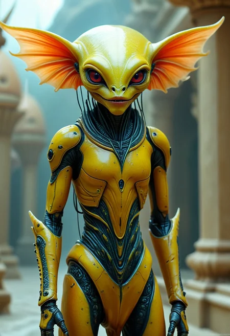 alien humanoid, alien creature, alien, masterpiece, best quality, realistic, very clear, otherworldly creatures, futuristic technology, extraterrestrial landscapes, sci-fi elements insane details, intricate details, beautifully color graded, professional, glowing, radiant, vivid, beautiful, rich, scenic palace, sci-fi fantasy art, cover art, alien humanoid, colored sclera, wearing a crown made of colorful coral, fish alien, fins, gills, smile, large eyes, alien god