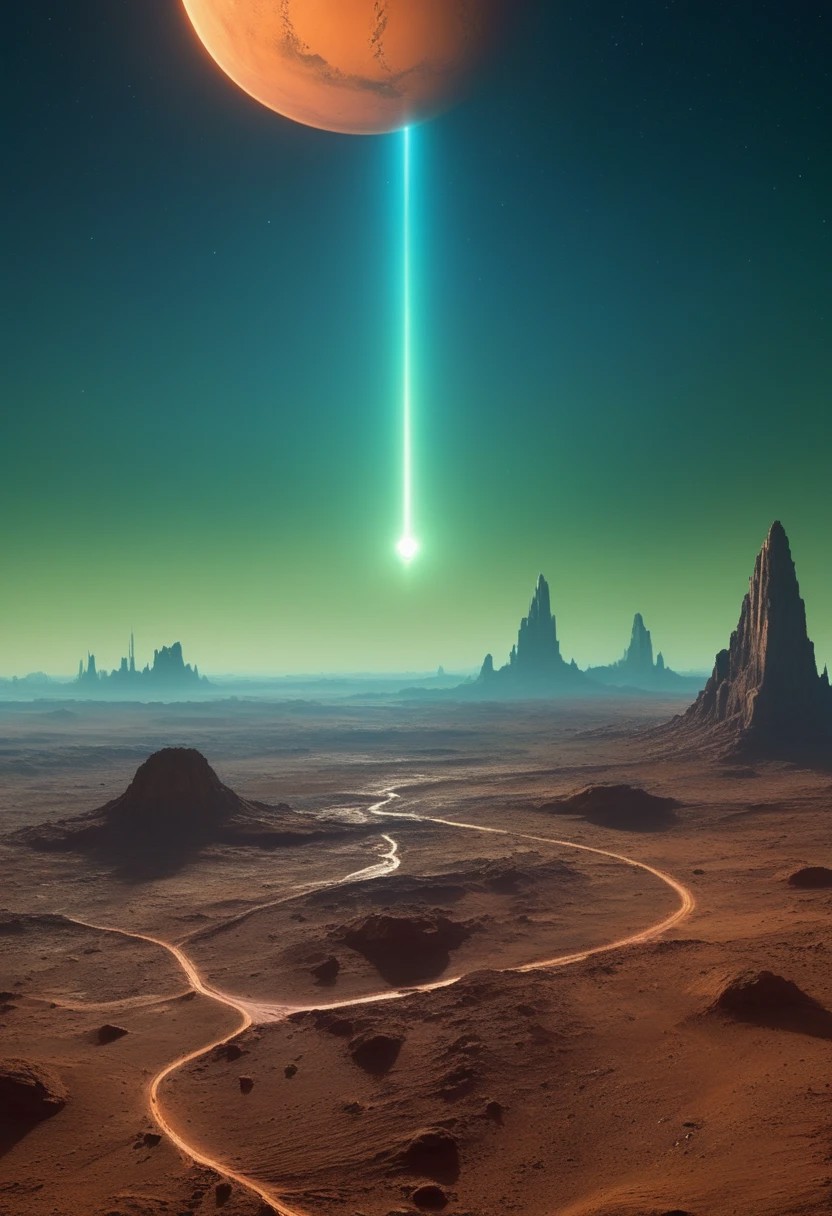 TOKx-twitterxxx x-twitter (19)TOKx-twitterxxx "Create a futuristic cityscape on Mars, with sleek, metallic buildings rising from the red Martian soil, bathed in the warm glow of the setting sun. In the sky, a massive exoplanet resembling Earth hovers, its blue and green surface shining against the cosmic background. The city is filled with advanced technology, glowing streets, and hovering vehicles. Prominently in the sky, a massive glowing X (the X-Twitter logo) floats above the city, casting a subtle blue glow on the structures below. The scene is hyperrealistic, capturing the textures of the Martian surface, the futuristic architecture, and the ethereal presence of Earth in the distant sky."
 (8k uhd:1,4)
<lora:add-detail-xl:1>
<lora:WildcardX-XL-Detail-Enhancer:1>
<lora:MJ52:0.375>
<lora:CinematicStyle_v1:0.42>
