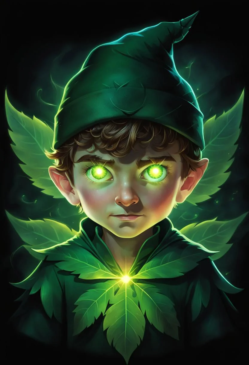 (masterpiece),
laser eyes portrait of Peter Pan, young boy, child, little boy, full body, flying, green hat, leaf costume, intense laser eyes, bright eyes, big eyes,
fight pose, looking smug, intense green glowing eyes, lens flares for eyes,
black background,