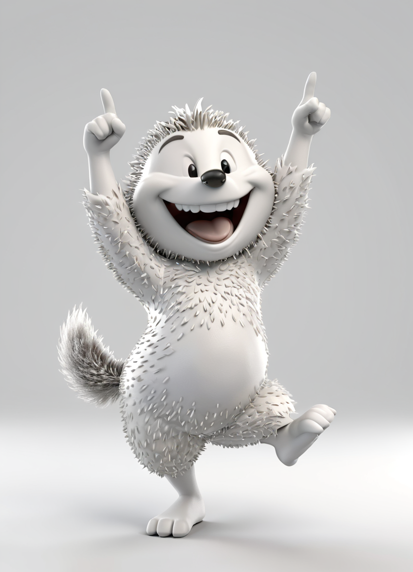 hedgehog dancing, 3d, render,white, plain background, victory pose, big smile,
 <lora:3DPrintingXL:0.8> WhiteMold