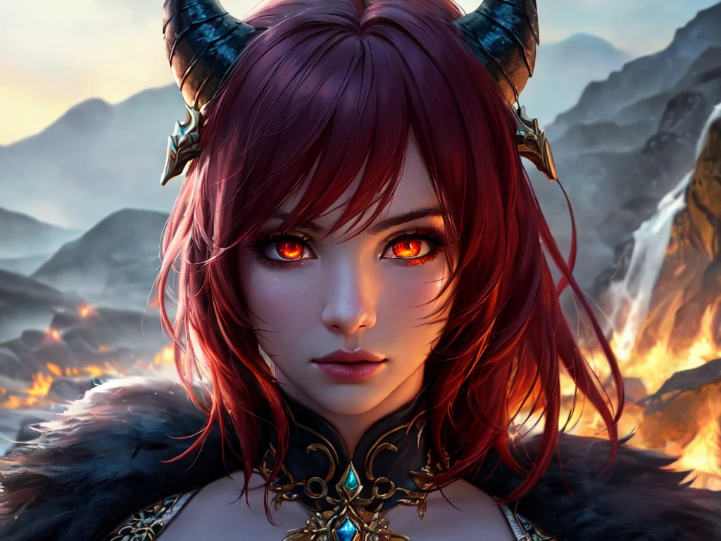 (highres:1.1), best quality, (masterpiece:1.3), beautiful lighting, intricate (high detail:1.2), 1girl, medium breasts, (scaly), ( dragon waifu: 1.2), (dragon girl), horns, wings, dragon tail, claws, (high detail black scales: 1.5), (intricate redscaly skin : 1.5), (red colored skin), multicolor, (crimson eyes:1.5), (black red hair:1.1), cowboy shot, contrapposto,
looking at viewer, volcano, cave, lava, lava lake, looking at viewer, highres, superb, 8k wallpaper, extremely detailed, intricate, unreal engine 5, volumetric lighting, realistic, realistic lighting, cinematic, 4k, cinematic lighting, 8k, depth of field, 3d, masterpiece, perfect, award-winning, hyper-detailed, photorealistic, ultra realistic, realistic light, hard lighting, intricate details, stop motion, hyperfocus, tonemapping, sharp focus, hyper detailed, detailed eyes, eyes focus, (illustration:1.1), highres, (extremely detailed CG unity 8k wallpaper:1.1), (beautiful face:1.15), (cute_style:0.7),
(nixeu_soft:0.7), (nixeu_white:0.7), (anime_style:0.5)