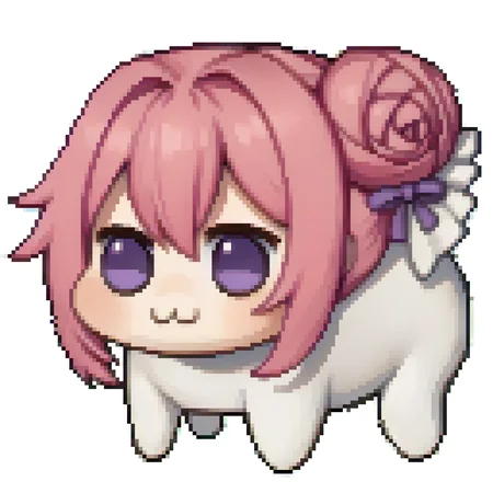 score_9, score_8_up, score_7_up, source_anime BREAK 1girl, solo, <lora:zs_FEDSPortraitsXL:1> fedsportraits, portrait, white background,
<lora:Doro_X_PDXL_V1:0.8> doro, creature, :3, chibi, pink hair, purple eyes, hair bun, hair bow, no humans, white skin, four legs, solid circle eyes, no pupils