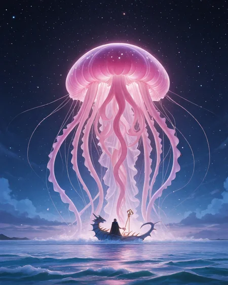 ethereal fantasy concept art of anime artwork mysterious flotsam cities built on ancient sea serpent vertebrae, their markets trading in compass hearts beneath jellyfish lantern glows, Art painting by Peter Mohrbacher and Maciej Kuciara , featured on Mike Mignola,
<lora:aidmaMJ6.1_v0.5_IL:0.3> aidmaMJ6.1,
<lora:Detail_Tweaker_Illustrious_BSY_V3:0.7> detailed,
<lora:Dramatic Lighting Slider ILL:0.5>,
<lora:NOOB_vp1_detailer_by_volnovik_v1:0.7>,
<lora:reij-rt:0.3>, . anime style, key visual, vibrant, studio anime, highly detailed . magnificent, celestial, ethereal, painterly, epic, majestic, magical, fantasy art, cover art, dreamy