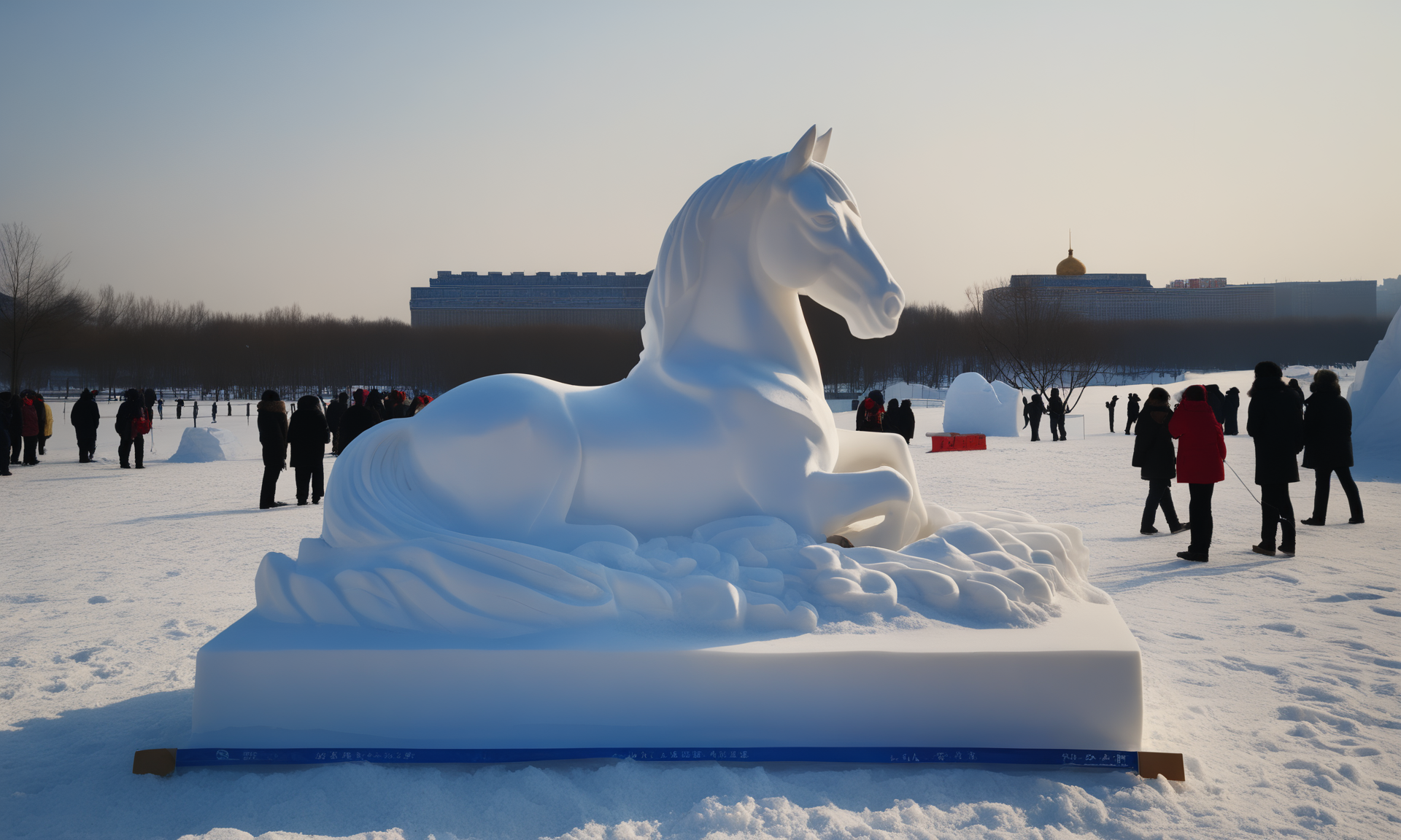 <lora:snowsculpturecd_xl-000006:0.8>,a snow sculpture of a horse made of snowsculpturecd_xl sitting on snowfield,snowsculpturecd_xl body,snowsculpturecd_xl face,winter,midday,solo,outdoors,in park,blue sky,there were a lot of people watching in the distance,chinese zodiac,cute and lovely,still life,from front,looking at viewer,close-up,full body,no humans,fine art,detailed,hi-res photo, emotional,harmonious,high budget,moody,epic,gorgeous,perfect lighting,realistic,photorealistic,photographic,photo (medium),real,moody lighting,volumetric lighting,reality ray tracing,8K,HDR,UHD,masterpiece,best quality,highly detailed,high resolution,finely detail,extremely detailed,ultra detailed,wallpaper